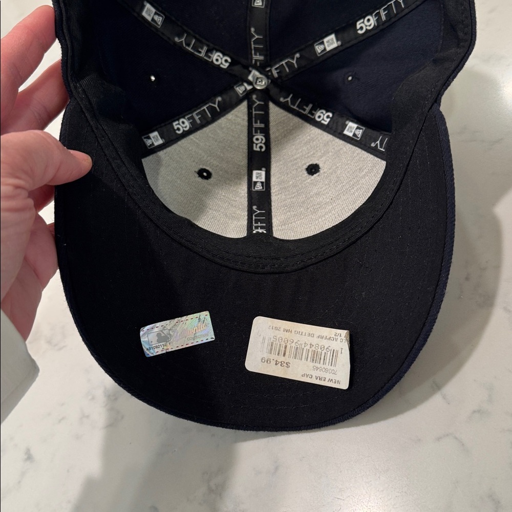 NEW ERA DETROIT TIGERS Navy Fitted Cap White Detroit D Logo Low Profile 7 1/2 - Picture 8 of 11